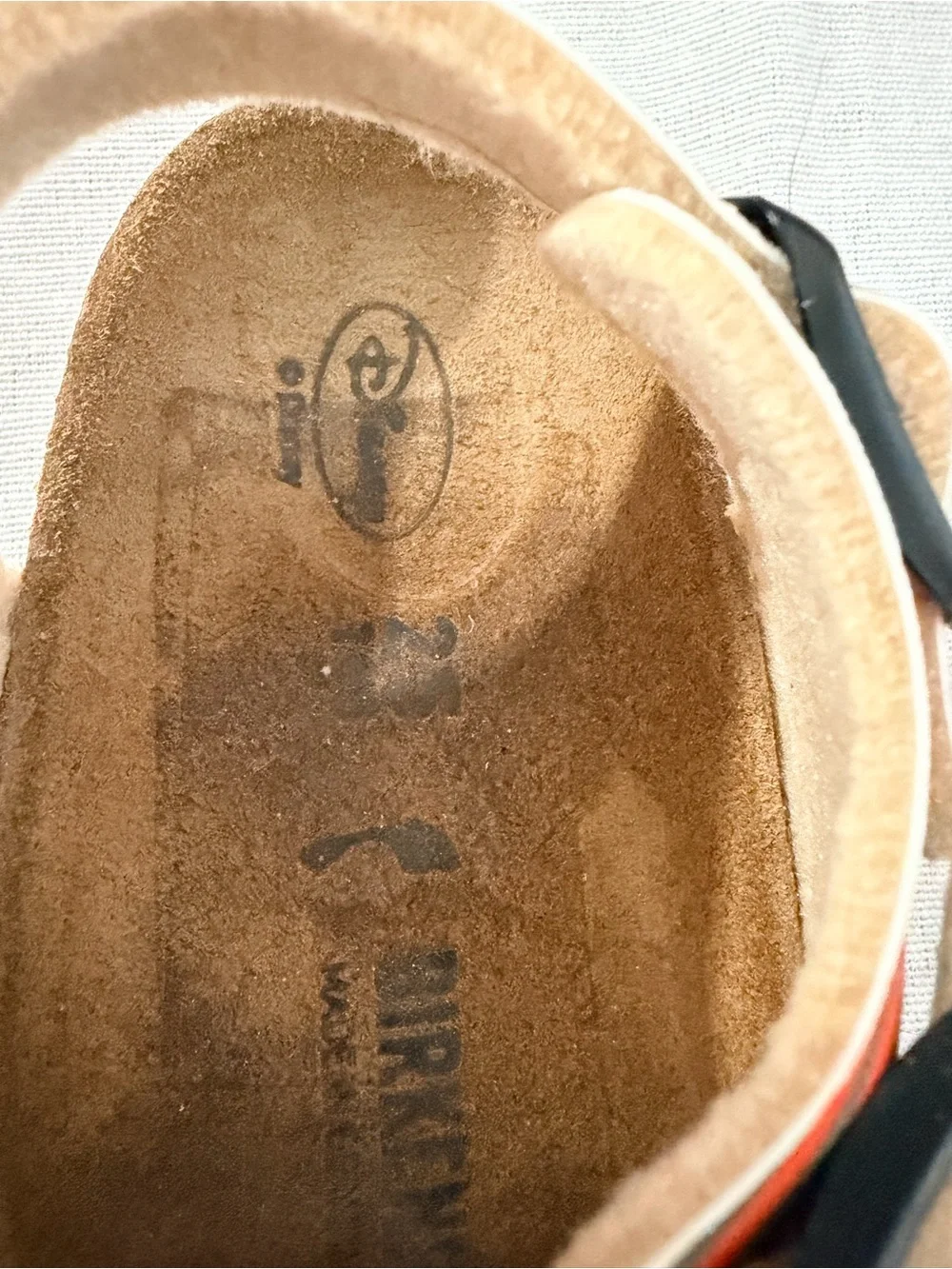 Mikey BirkenstockKids Cartoon-Print Sandal in Black, Orange and White
